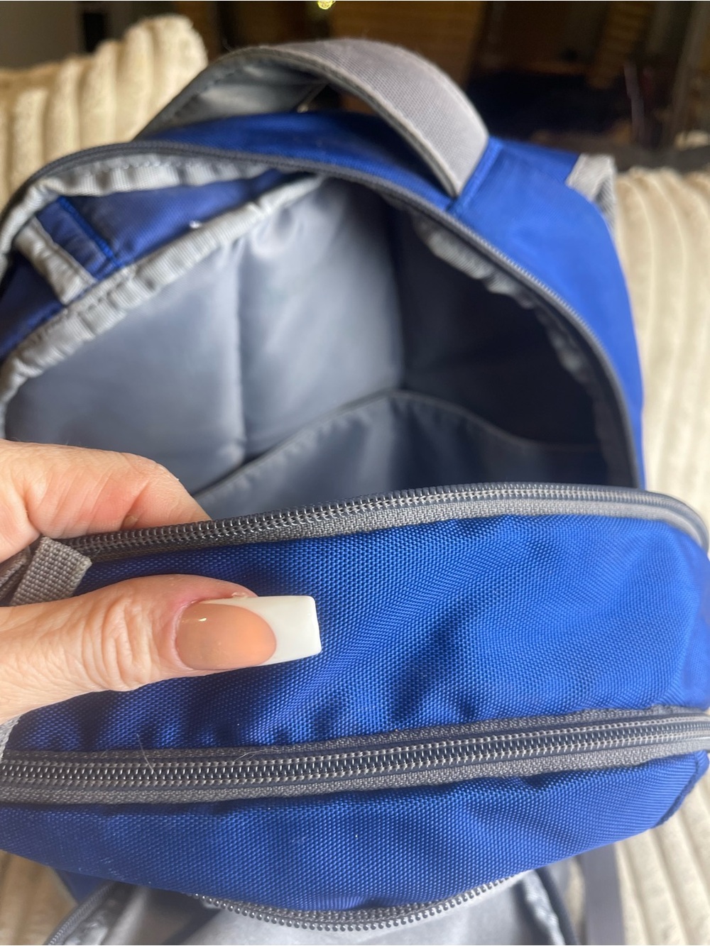 Under Armour Blue and Gray Backpack with White Logo - Picture 7 of 9